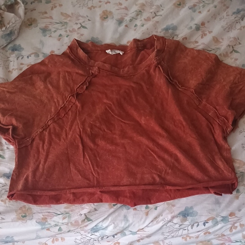 Zenana Rust Orange Short Sleeve Crop Top